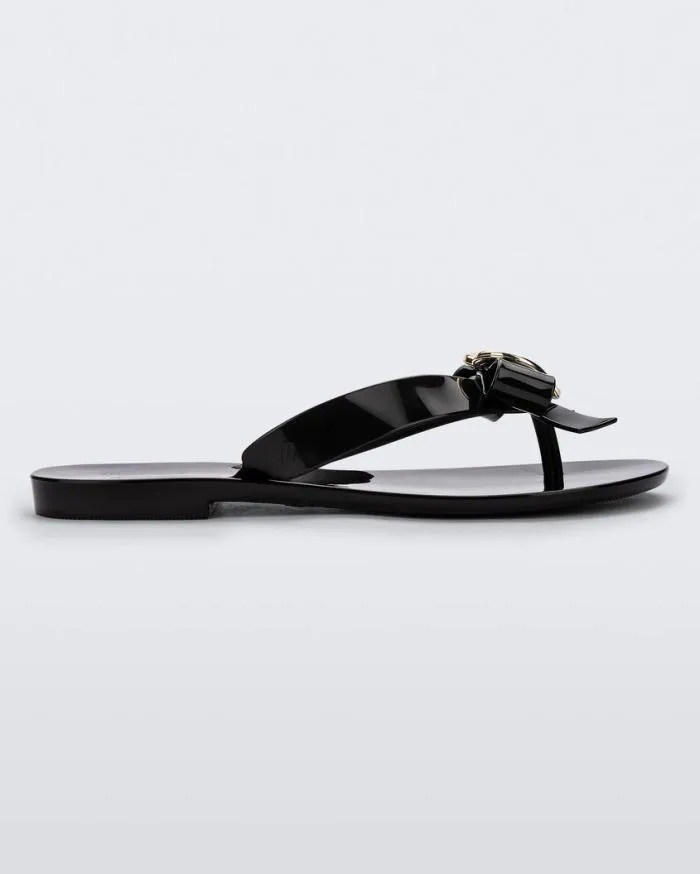 Women Harmonic Heart Black Melissa Flip Flops