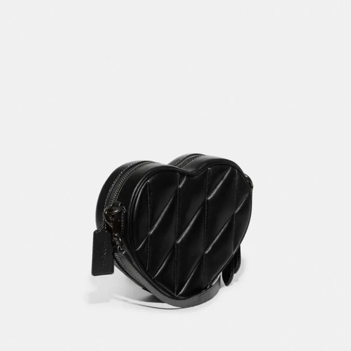 Women Heart Crossbody With Quilting Pewterblack Coach Crossbody Bags
