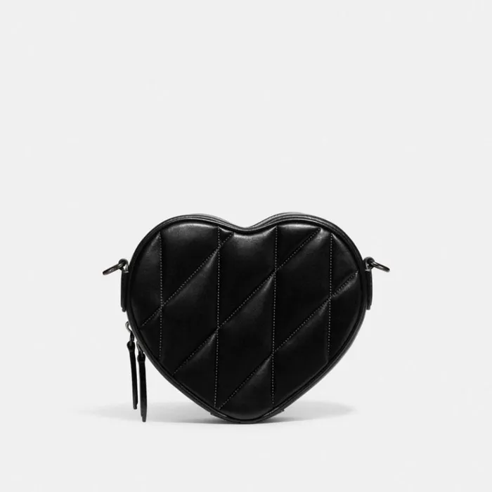 Women Heart Crossbody With Quilting Pewterblack Coach Crossbody Bags
