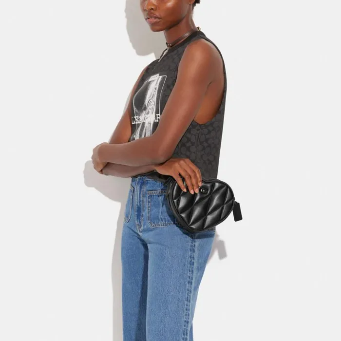 Women Heart Crossbody With Quilting Pewterblack Coach Crossbody Bags