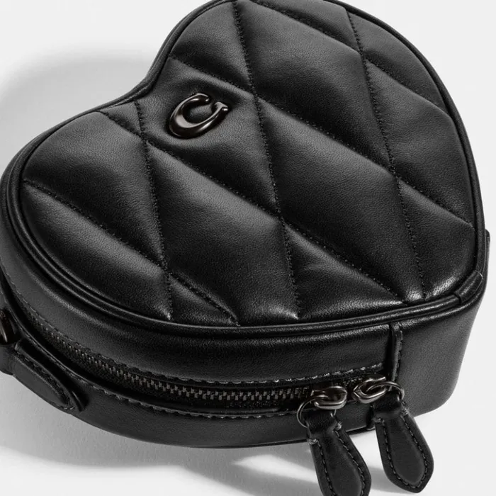 Women Heart Crossbody With Quilting Pewterblack Coach Crossbody Bags