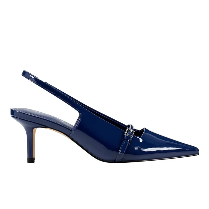 Women Heels and Pumps Marc Fisher Alorie Slingback Pump Navy Patent