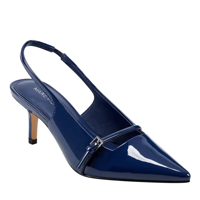 Women Heels and Pumps Marc Fisher Alorie Slingback Pump Navy Patent