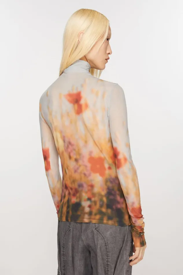 Women High Neck Seamless Top Greymulti Acne Studios Tshirts