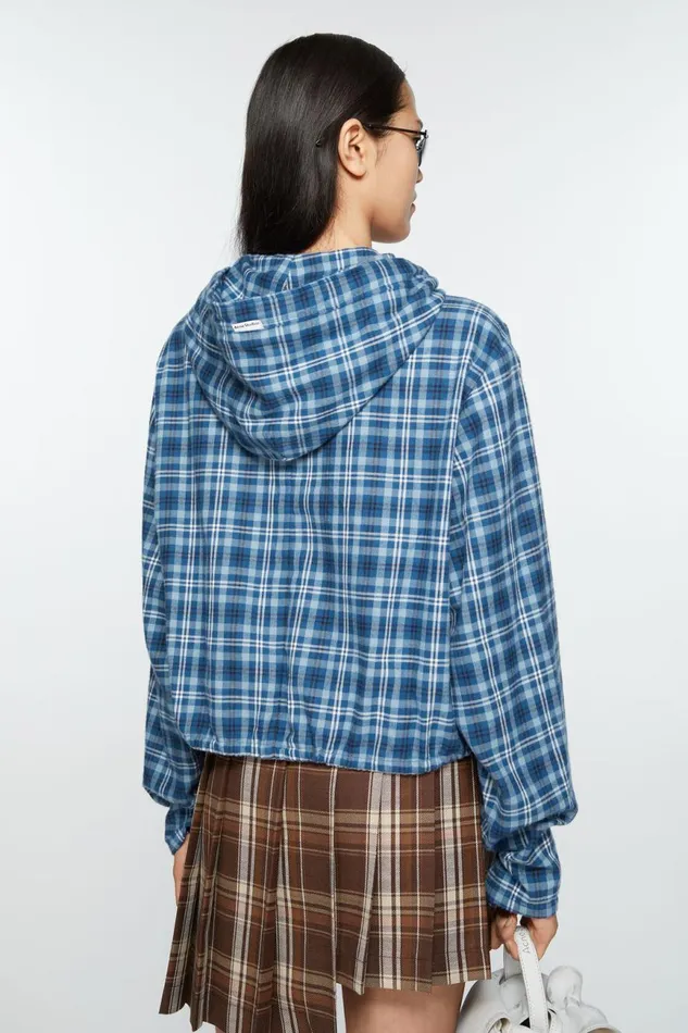 Women Hooded Shirt Mid Bluedusty Blue Acne Studios Shirts and Blouses