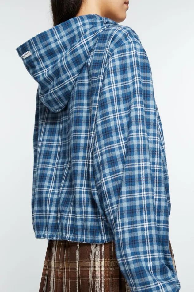 Women Hooded Shirt Mid Bluedusty Blue Acne Studios Shirts and Blouses