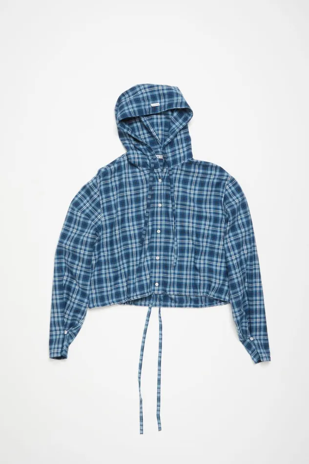 Women Hooded Shirt Mid Bluedusty Blue Acne Studios Shirts and Blouses
