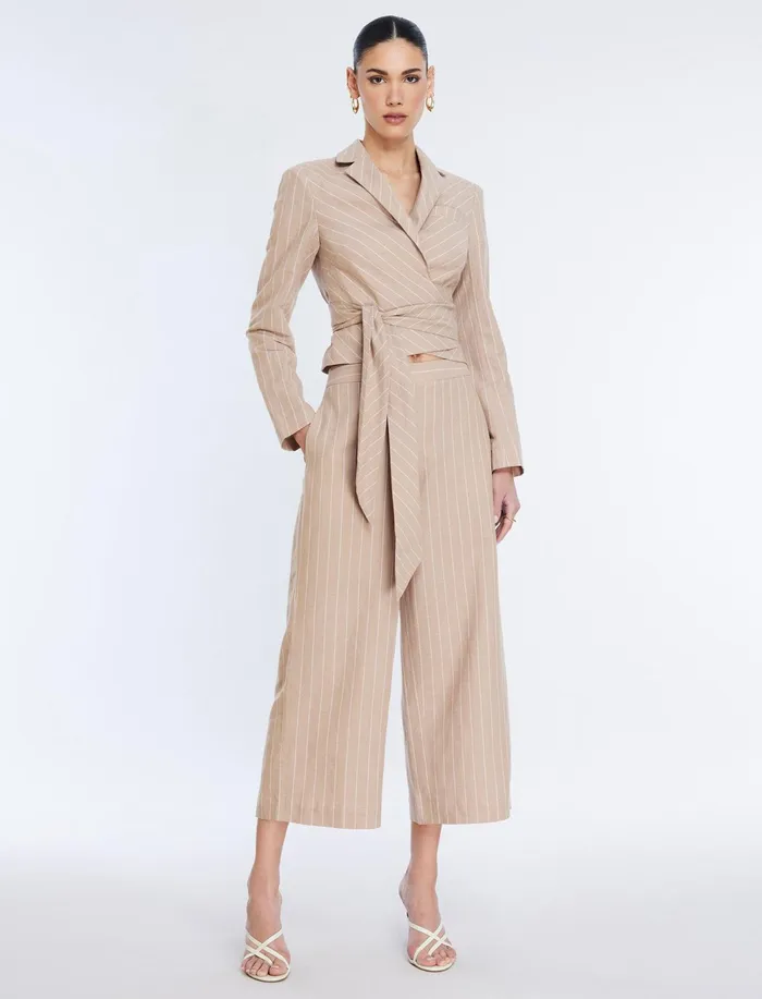 Women Jackets and Blazers BCBG FrontTie Jacket Khakiwhite