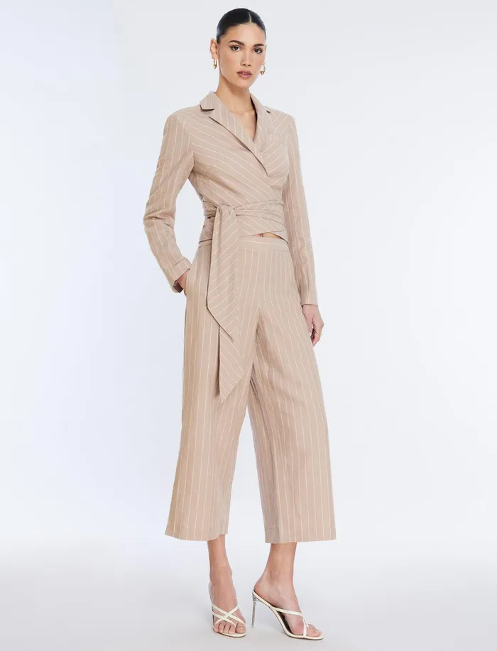 Women Jackets and Blazers BCBG FrontTie Jacket Khakiwhite