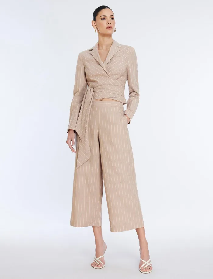 Women Jackets and Blazers BCBG FrontTie Jacket Khakiwhite