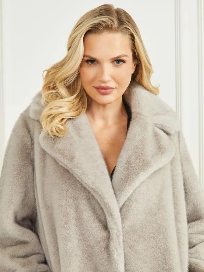 Women Jackets Marciano Bianca FauxFur Coat Grey Pearl Multi
