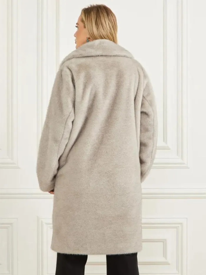 Women Jackets Marciano Bianca FauxFur Coat Grey Pearl Multi