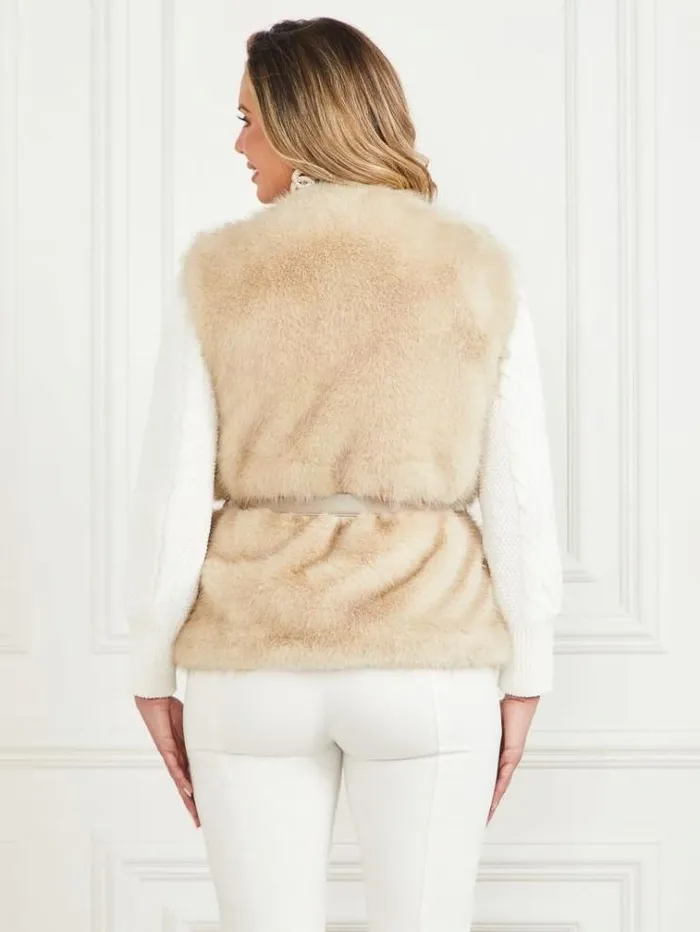 Women Jackets Marciano Honey FauxFur Vest Fawn Taupe