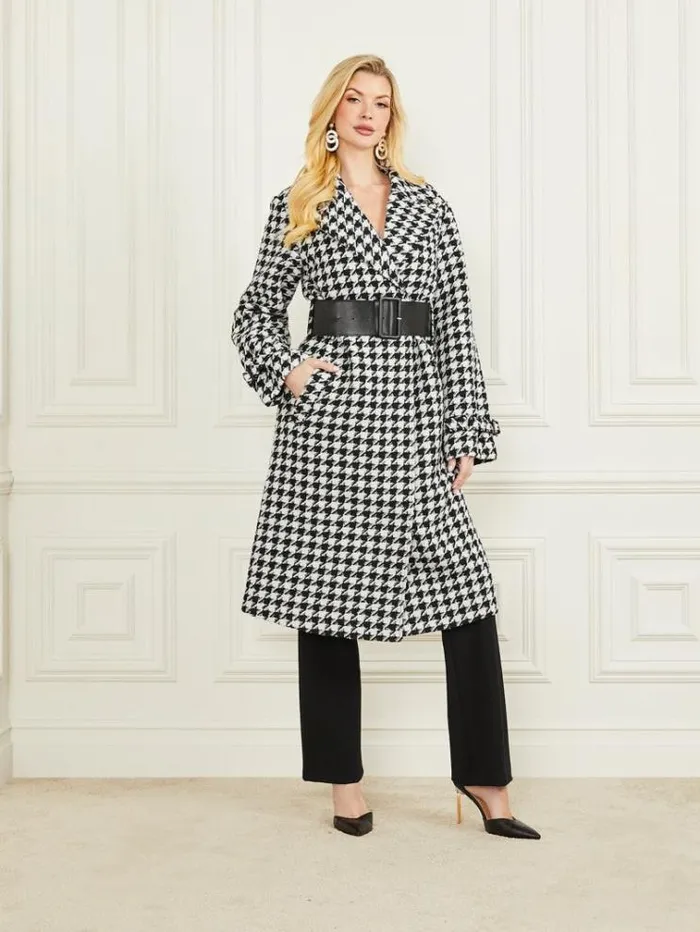 Women Jackets Marciano Natasha WoolBlend Coat Pied De Poule Blackwhite