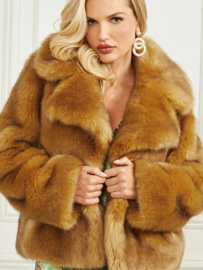 Women Jackets Marciano New Gwenda FauxFur Jacket Camel