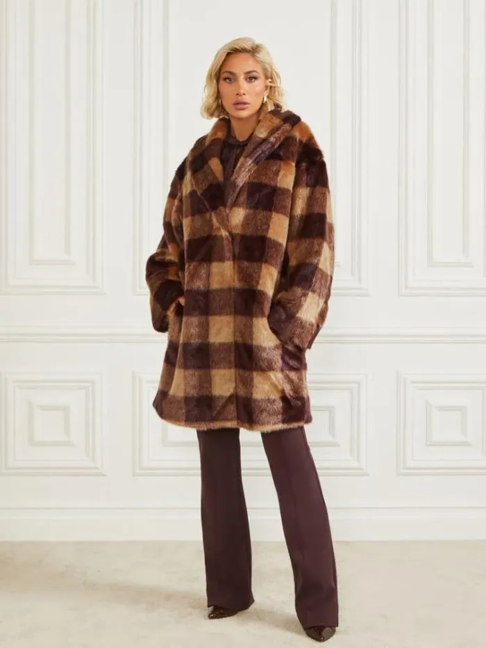Women Jackets Marciano Rochelle Coat Camel And Dark Bourbon Bi