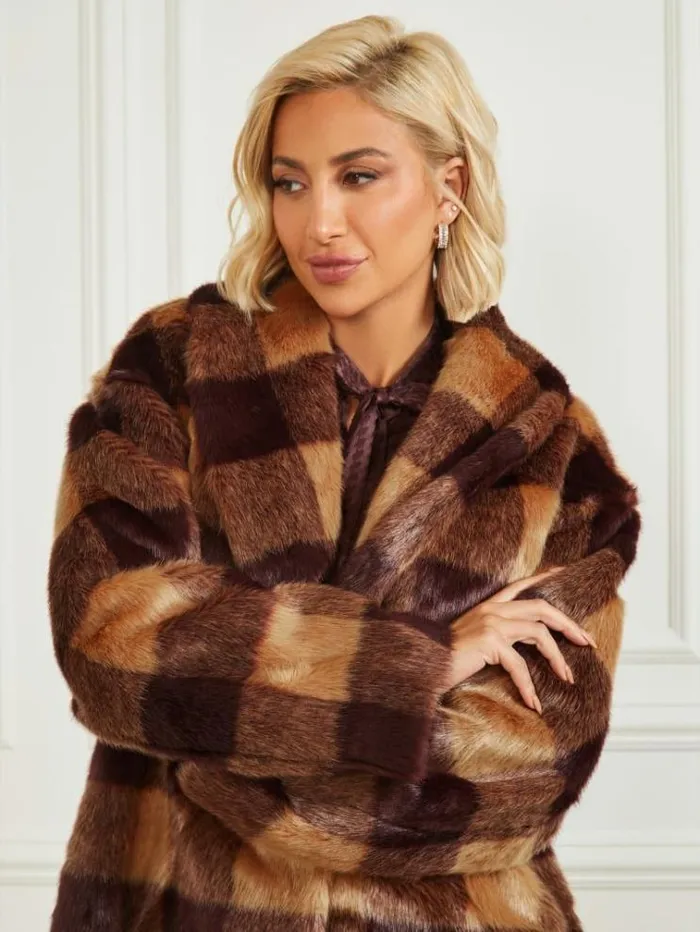 Women Jackets Marciano Rochelle Coat Camel And Dark Bourbon Bi