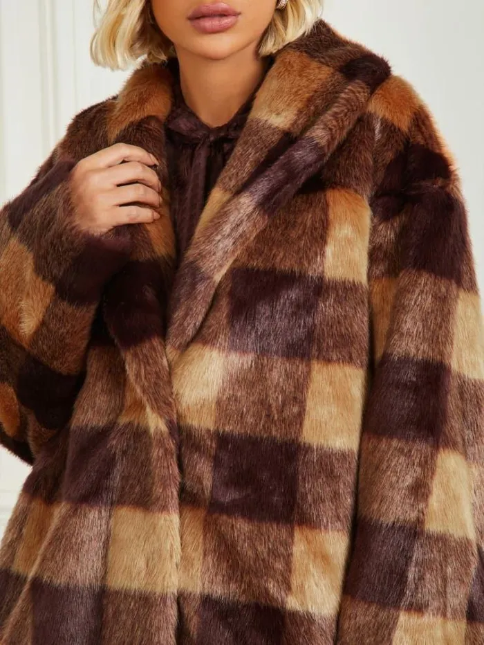 Women Jackets Marciano Rochelle Coat Camel And Dark Bourbon Bi