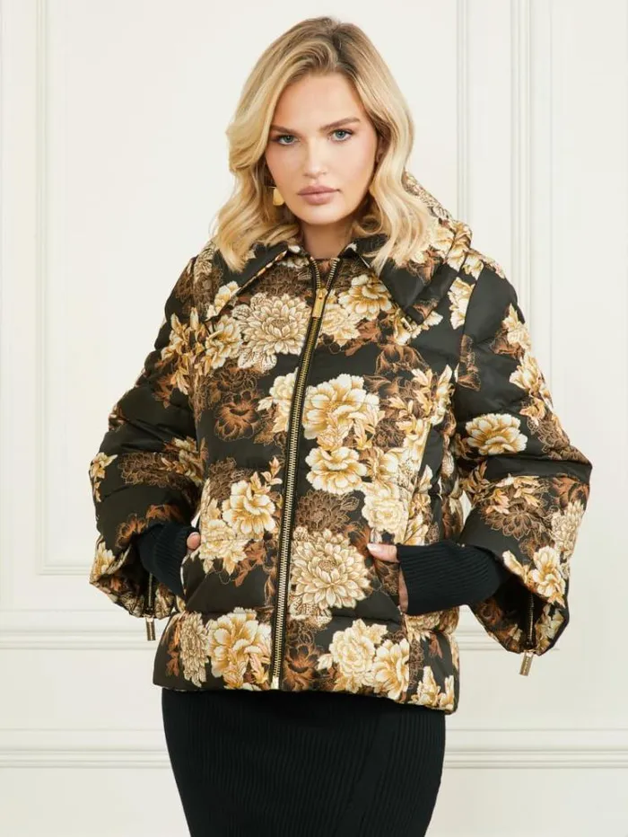 Women Jackets Marciano Sharon Puffer Jacket After Dark Floral Print