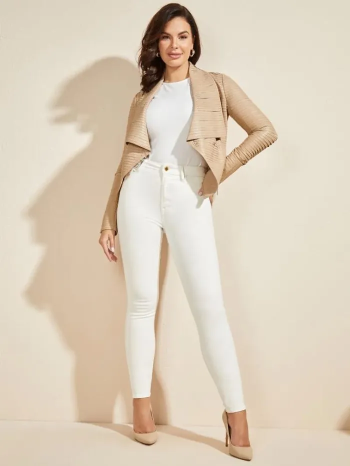 Women Jackets Marciano Shayna Drape Leather Jacket Sheer Fancy