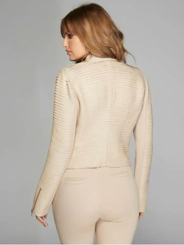 Women Jackets Marciano Shayna Drape Leather Jacket Sheer Fancy