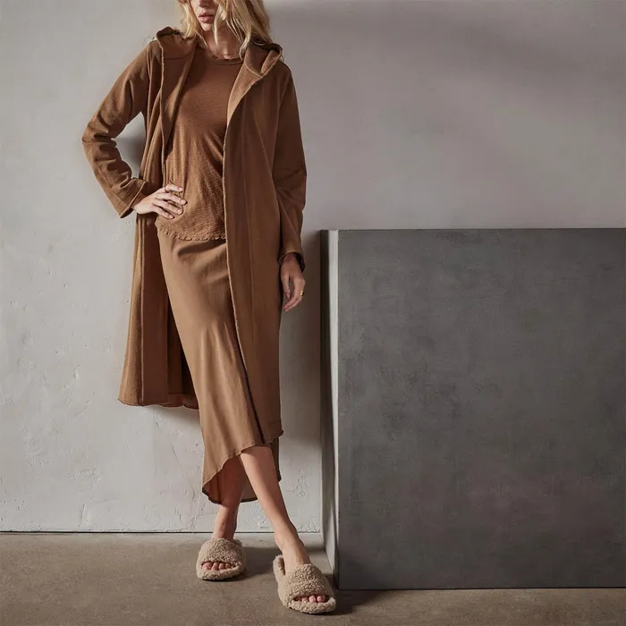WOMEN James Perse JACKETSOUTERWEAR French Terry Hooded Coat Acorn