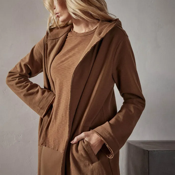 WOMEN James Perse JACKETSOUTERWEAR French Terry Hooded Coat Acorn