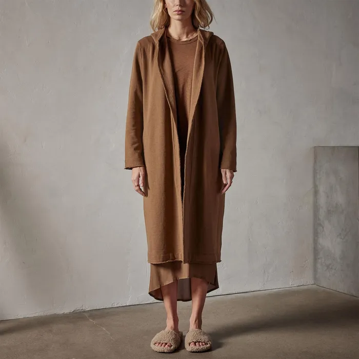WOMEN James Perse JACKETSOUTERWEAR French Terry Hooded Coat Acorn