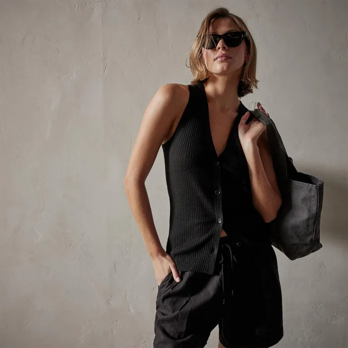 WOMEN James Perse LOS ANGELES COLLECTION Carmel Vest Black