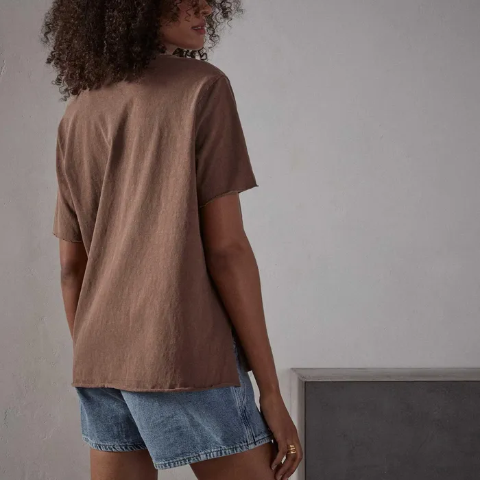 WOMEN James Perse NOVELTY TOPS High Twist Jersey Oversized Polo Malt Pigment