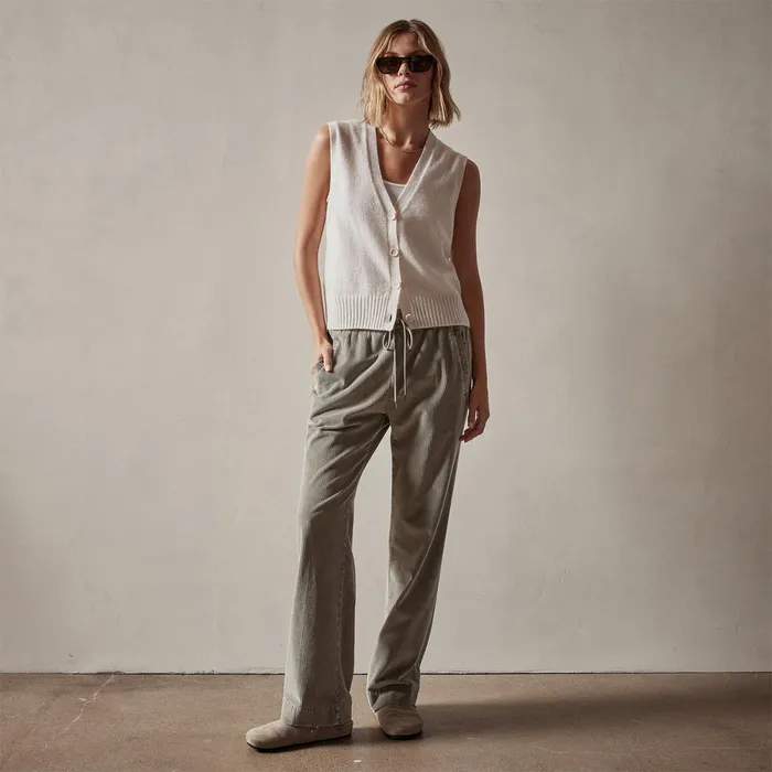 WOMEN James Perse PANTSDENIM Wide Leg Corduroy Pant Concrete Pigment
