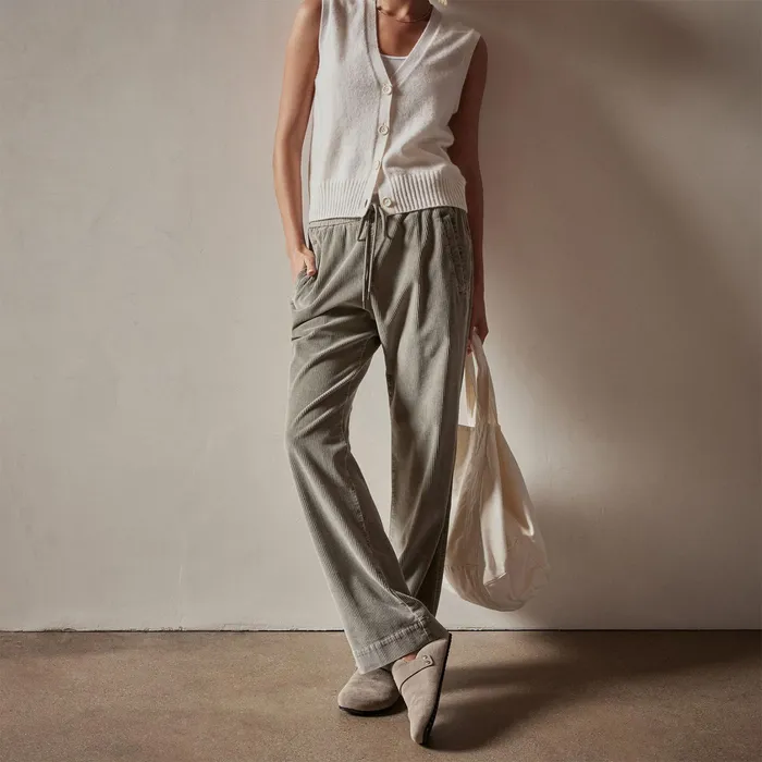 WOMEN James Perse PANTSDENIM Wide Leg Corduroy Pant Concrete Pigment