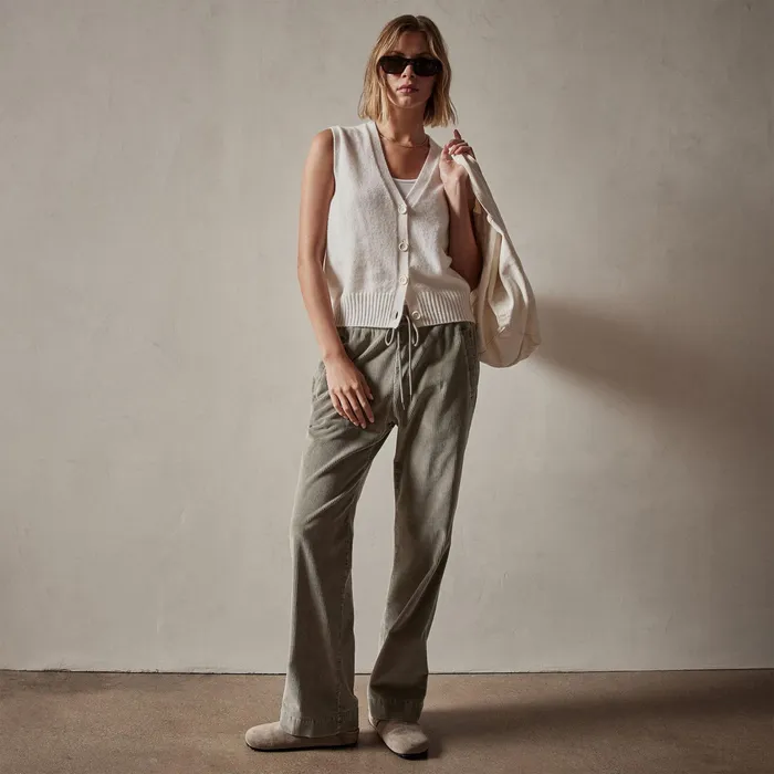 WOMEN James Perse PANTSDENIM Wide Leg Corduroy Pant Concrete Pigment