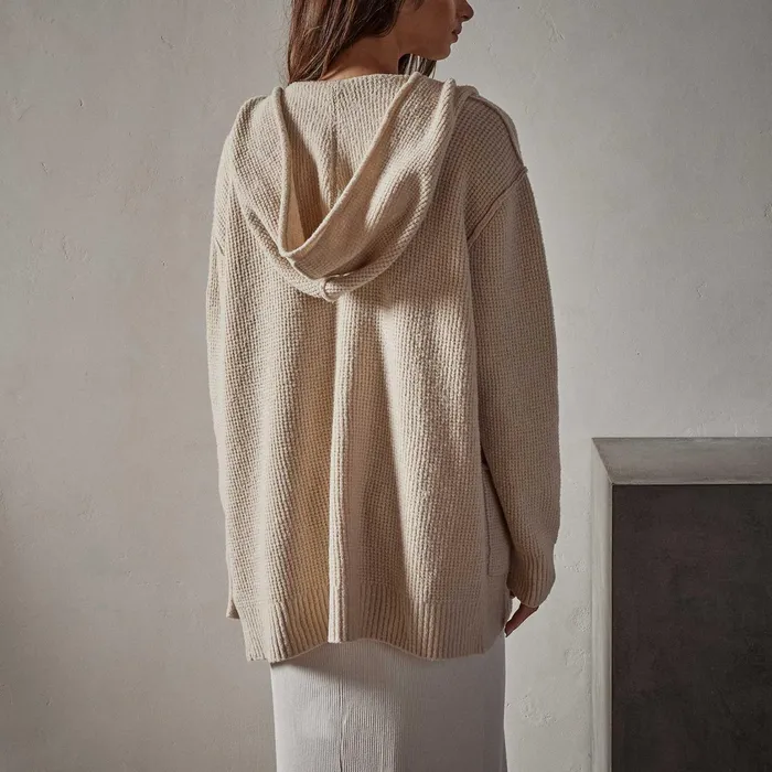 WOMEN James Perse SWEATERS Cotton Wool Thermal Cardigan Oatmilk