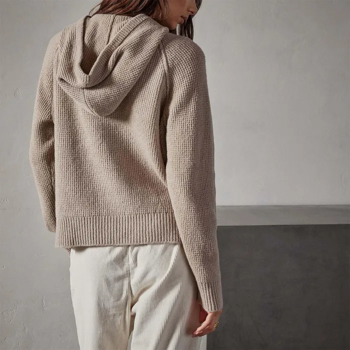 WOMEN James Perse SWEATERS Thermal Knit Hooded Sweater Nude