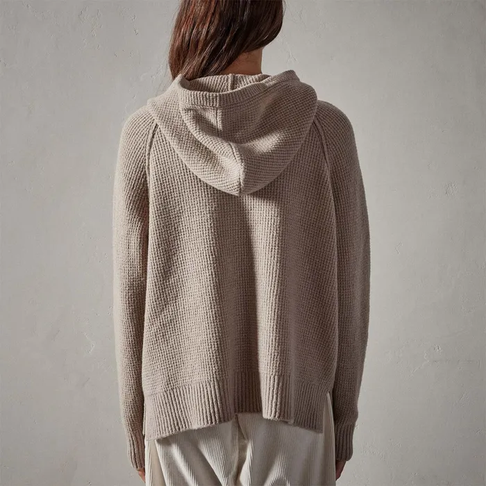 WOMEN James Perse SWEATERS Thermal Knit Hooded Sweater Nude