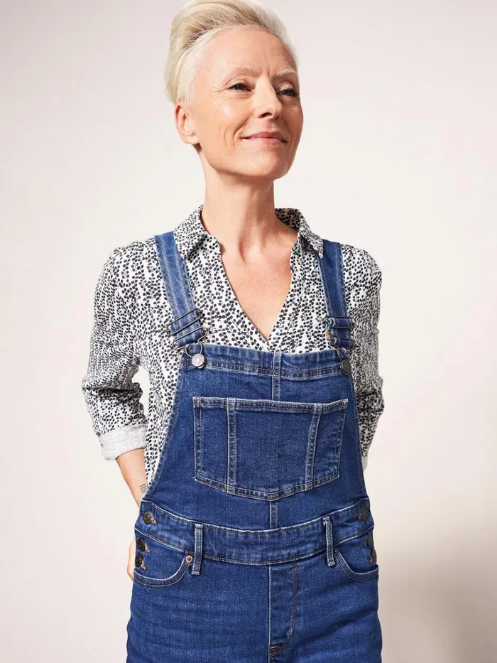 Women JEANS White Stuff Isabelle Denim Dungaree Mid Denim