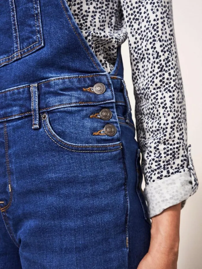Women JEANS White Stuff Isabelle Denim Dungaree Mid Denim