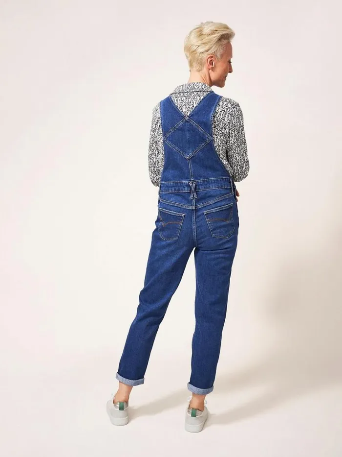 Women JEANS White Stuff Isabelle Denim Dungaree Mid Denim
