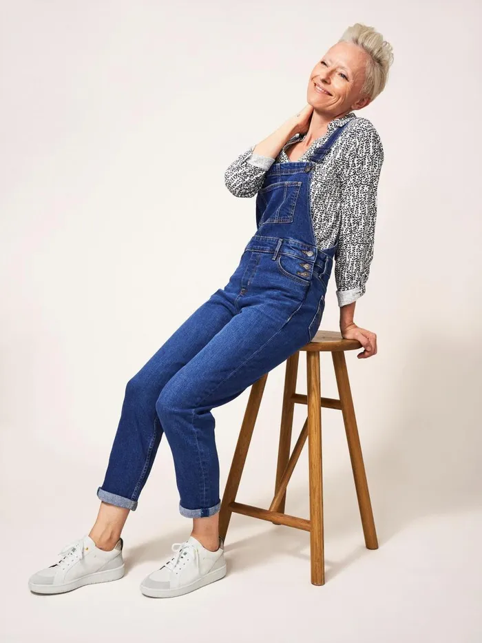 Women JEANS White Stuff Isabelle Denim Dungaree Mid Denim