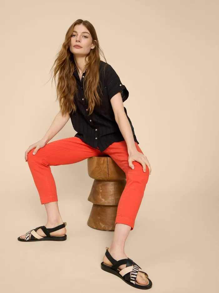Women JEANS White Stuff Janey Cotton Cropped Jegging Bright Orange