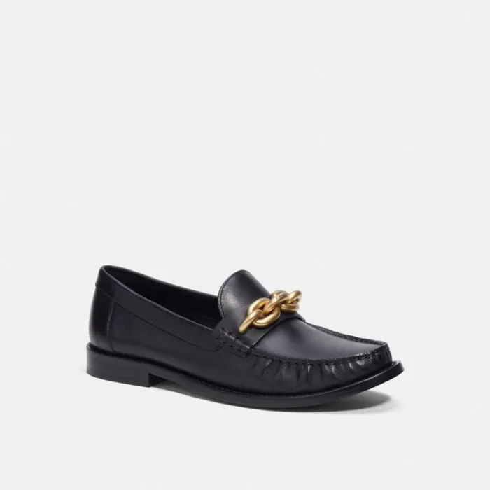 Women Jess Loafer Black and Gold Coach Flats and Loafers