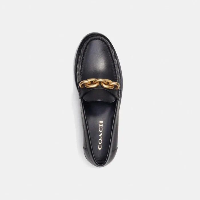 Women Jess Loafer Black and Gold Coach Flats and Loafers