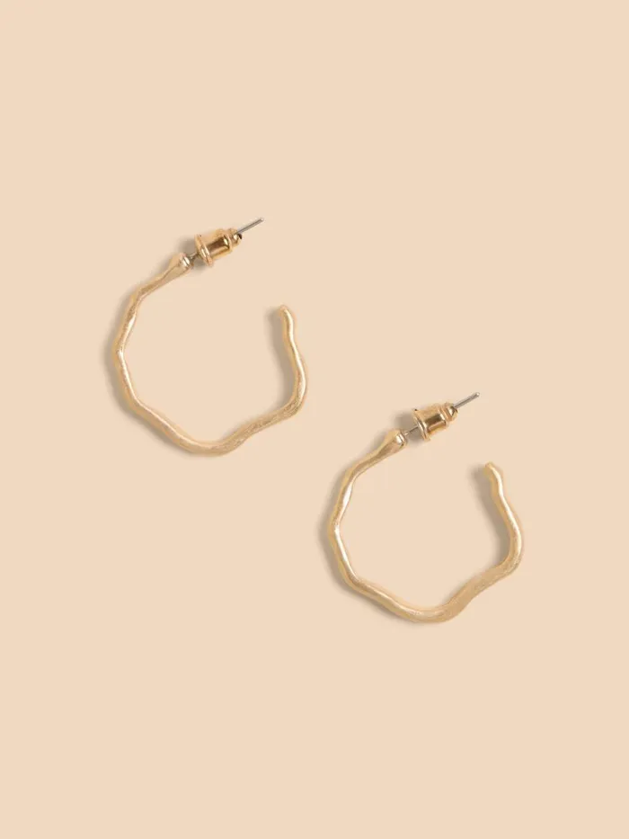 Women JEWELLERY White Stuff Abstract Hoop Earrings Gold Tone Metallic Women JEWELLERY White Stuff Abstract Hoop Earrings Gold Tone Metallic