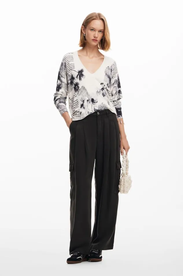Women Jumpers Desigual Knitted Sweater With Text Print