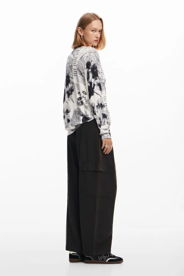 Women Jumpers Desigual Knitted Sweater With Text Print