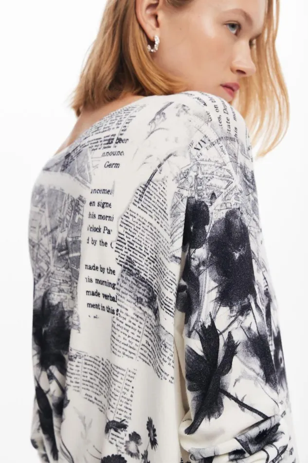 Women Jumpers Desigual Knitted Sweater With Text Print