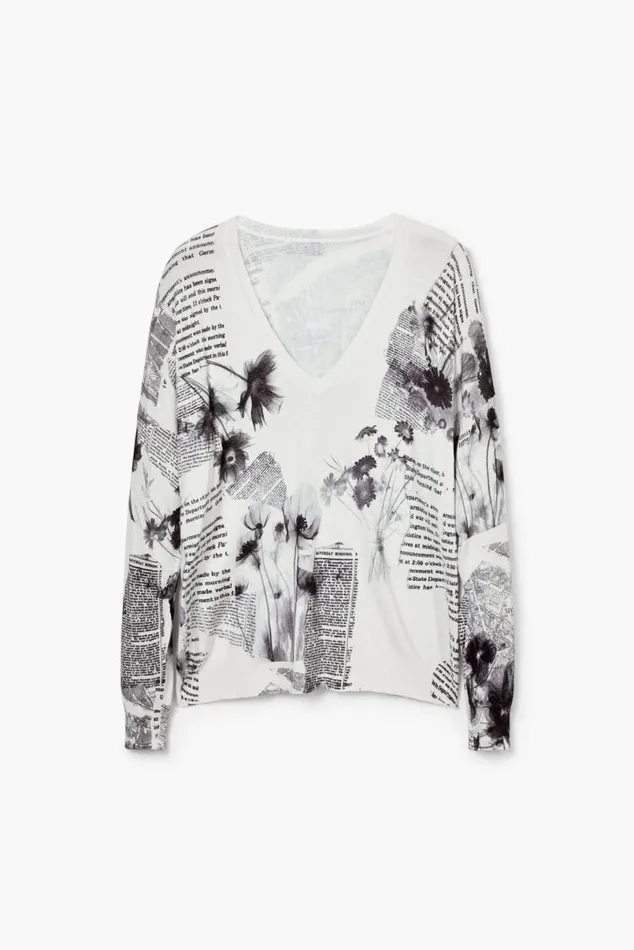 Women Jumpers Desigual Knitted Sweater With Text Print