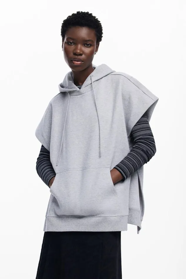 Women Jumpers Desigual Plain Poncho Sweatshirt