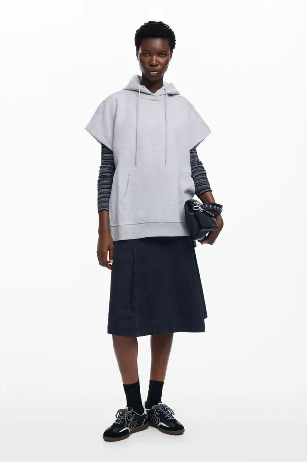 Women Jumpers Desigual Plain Poncho Sweatshirt